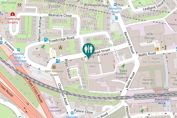 Map showing location of Felstead Street 28 Toilet
