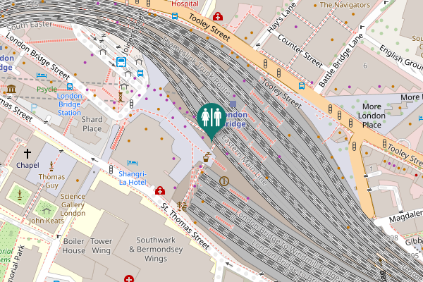 Map showing location of Stainer Street Toilet