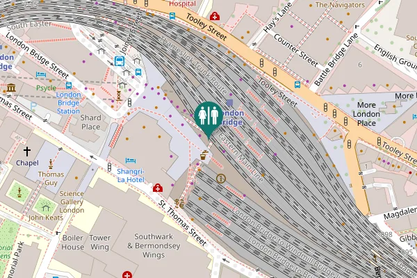 Map showing location of Stainer Street Toilet