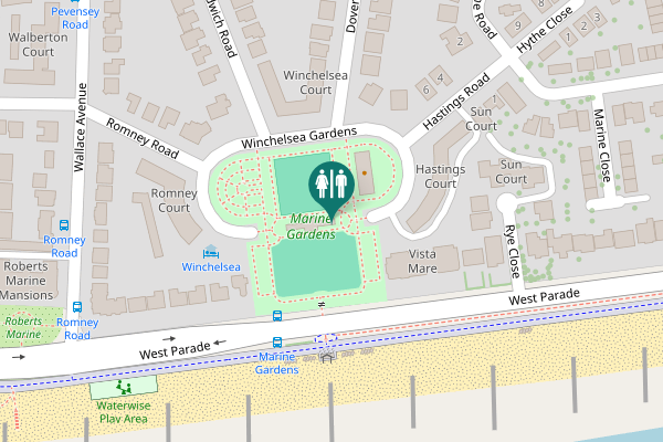 Map showing location of Winchelsea Gardens Toilet