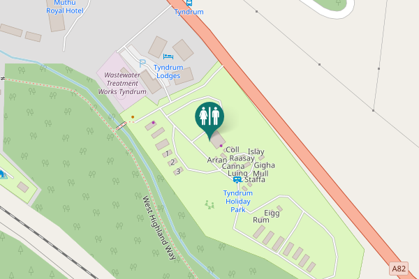 Map showing location of A82 Toilet