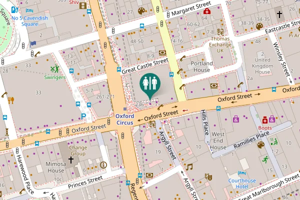 Map showing location of Oxford Street 214 Toilet