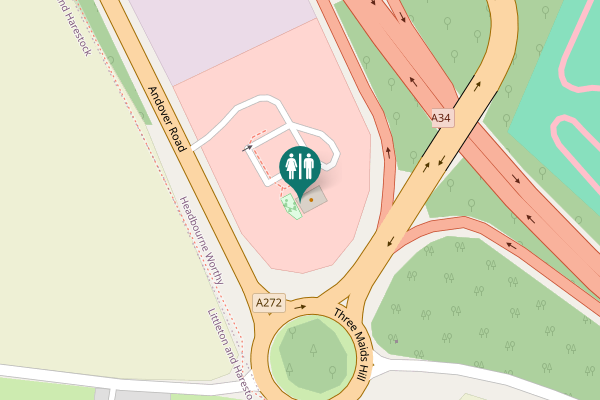 Map showing location of Three Maids Hill Toilet