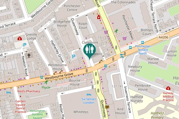 Map showing location of Queensway 200 Toilet
