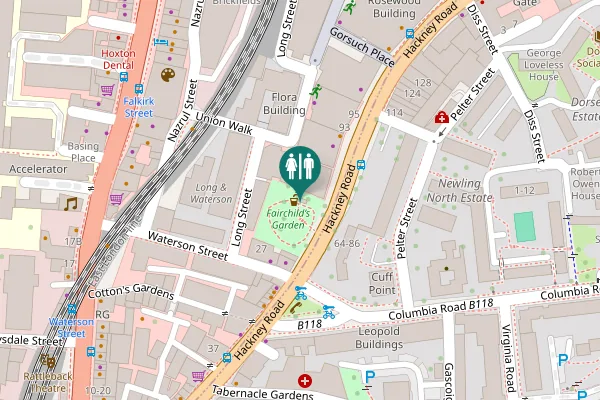 Map showing location of Hackney Road 64-86 Toilet