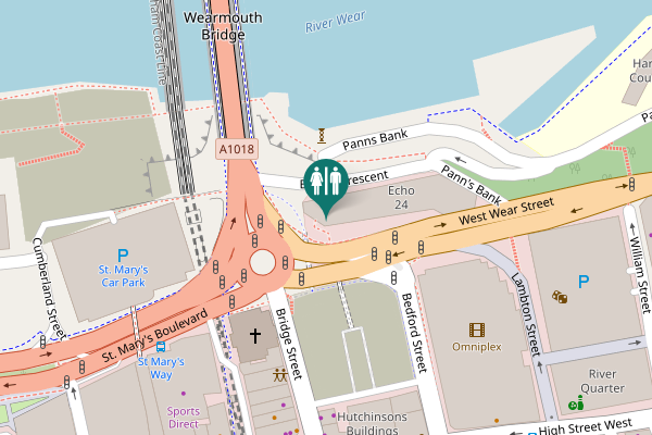 Map showing location of Bridge Crescent Toilet