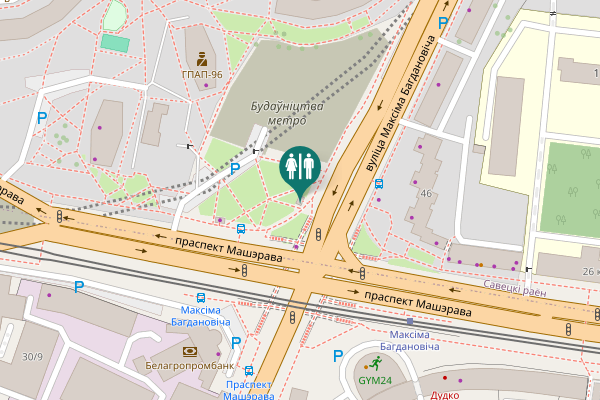 Map showing location of вуліца Максіма Багдановіча Toilet