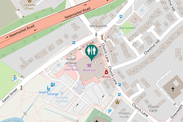 Map showing location of Church Lane 2 Toilet
