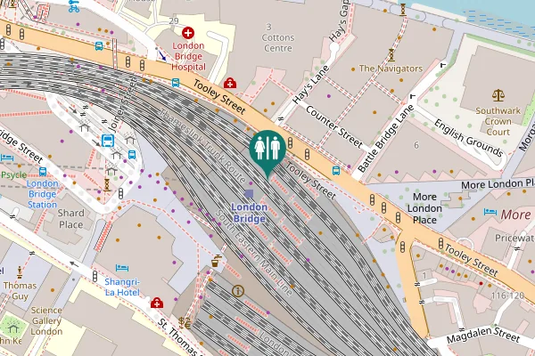 Map showing location of Stainer Street Toilet