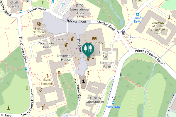 Map showing location of Exeter Toilet