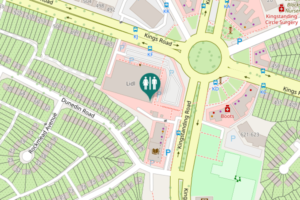 Map showing location of Kingstanding Road 766 Toilet