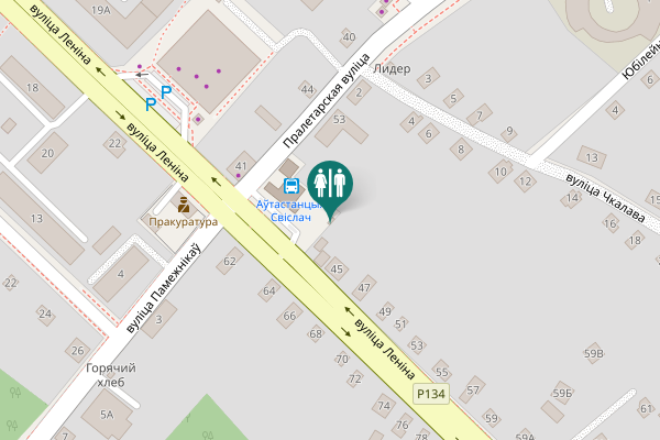 Map showing location of вуліца Леніна 45 Toilet