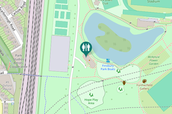 Map showing location of Endymion Road Toilet