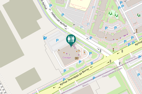 Map showing location of вуліца Леанарда да Вінчы 3 Toilet