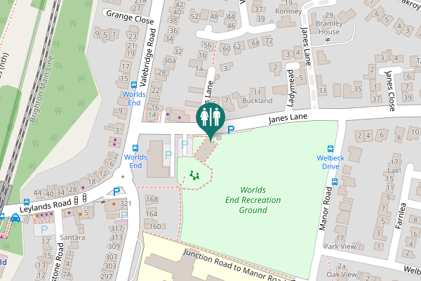 Map showing location of Janes Lane Toilet