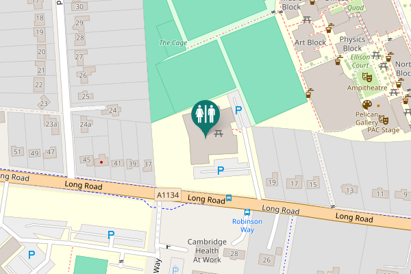 Map showing location of Long Road Toilet