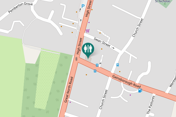 Map showing location of Gainsborough Road Toilet