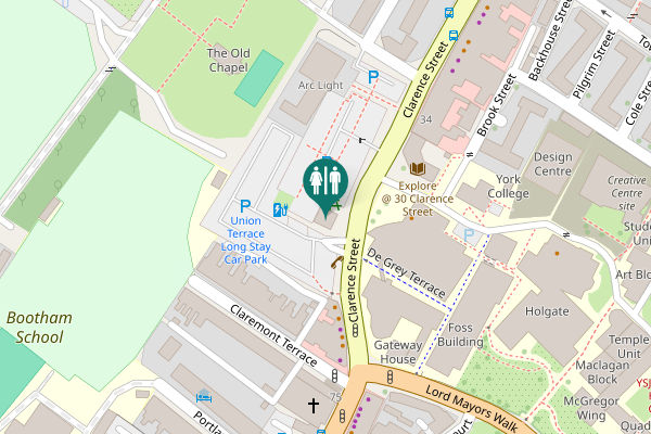 Map showing location of Clarence Street 1b Toilet