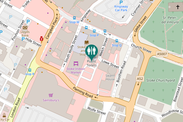 Map showing location of Stoke Public Toilets