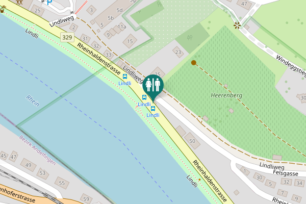 Map showing location of Bushaltestelle Rheinhaldenstrasse