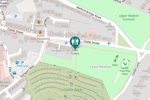 Map showing location of Castle Park Toilets