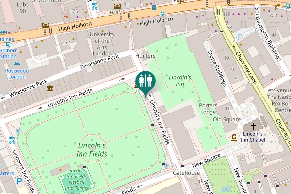 Map showing location of Lincoln's Inn Fields Toilet