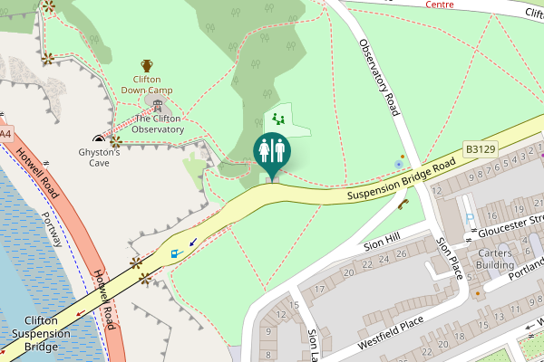 Map showing location of Sion Hill Toilet