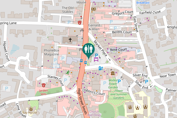 Map showing location of Market Place 7a Toilet