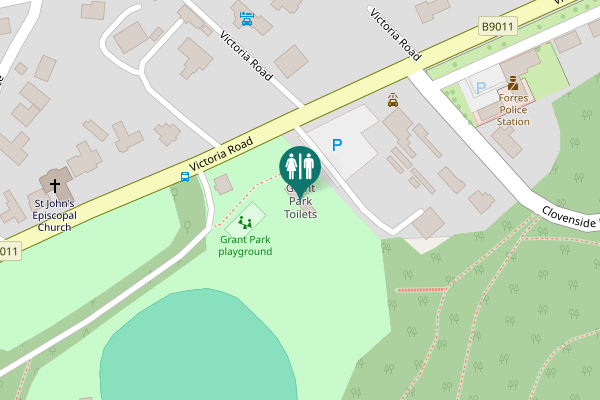 Map showing location of Grant Park Toilets
