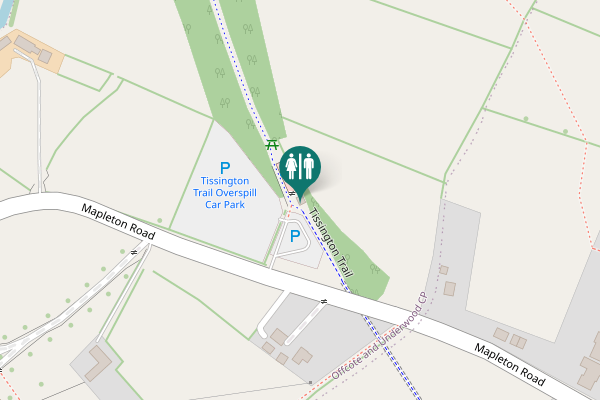 Map showing location of Tissington Trail Toilet