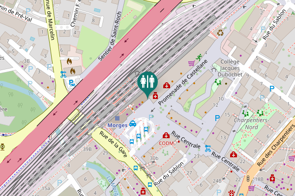 Map showing location of Place de la Gare 2 Toilet