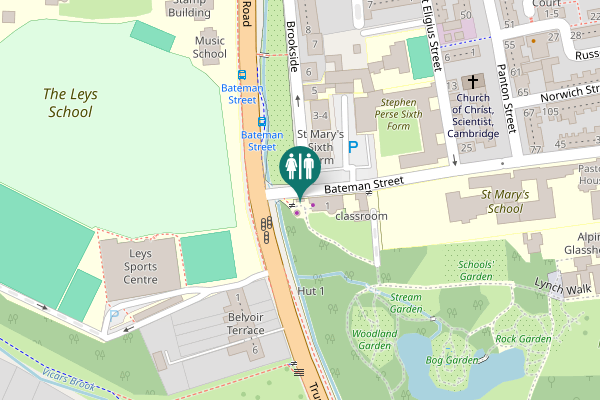 Map showing location of Bateman Street 1 Toilet
