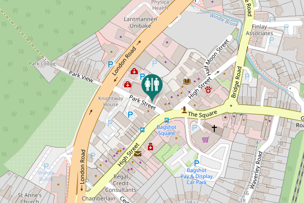 Map showing location of Park Street Toilet