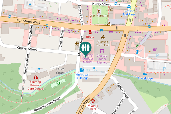 Map showing location of Market Street Toilet