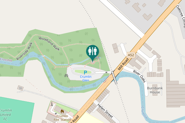 Map showing location of Woodland Walk Toilet