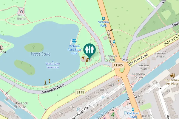 Map showing location of Lakeside Pavilion Toilets