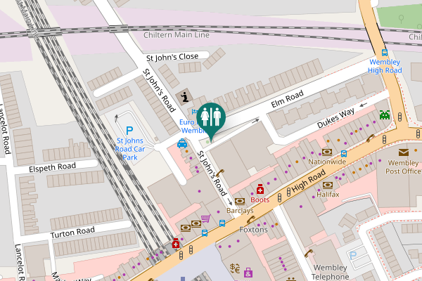 Map showing location of Wembley Toilet