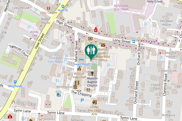 Map showing location of Market Street Toilet