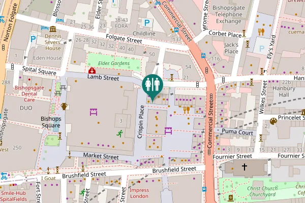 Map showing location of Lamb Street 7a Toilet