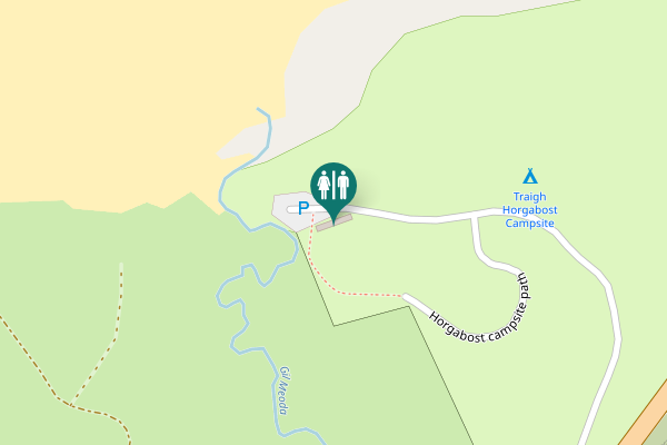 Map showing location of Horgabost campsite path Toilet