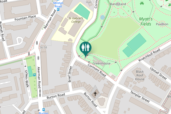 Map showing location of Cormont Road Toilet