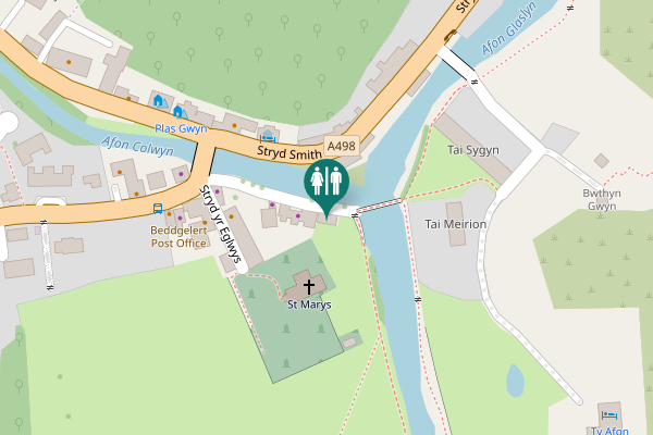 Map showing location of Beddgelert Toilet
