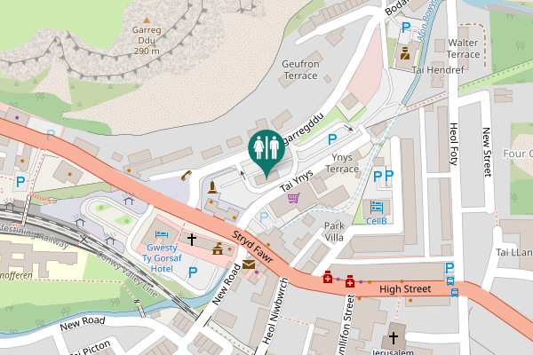 Map showing location of Ynys Terrace Toilet