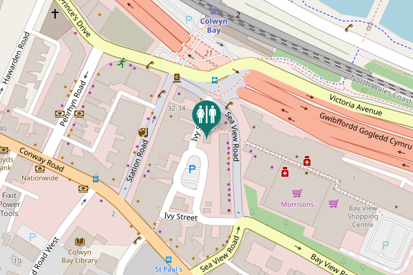 Map showing location of Ivy Street Toilet