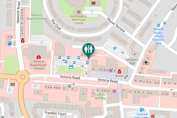 Map showing location of Sunderland Toilet