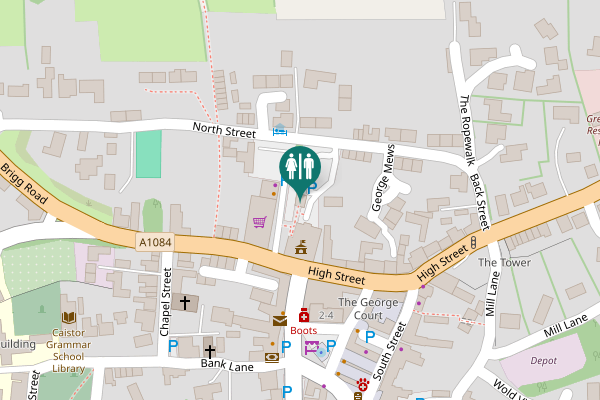 Map showing location of North Street Toilet