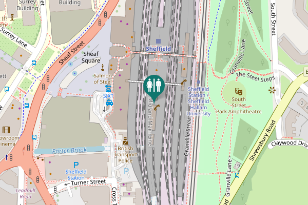 Map showing location of Sheaf Street Toilet