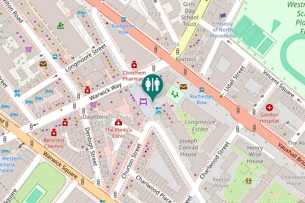 Map showing location of Tachbrook Street Toilet