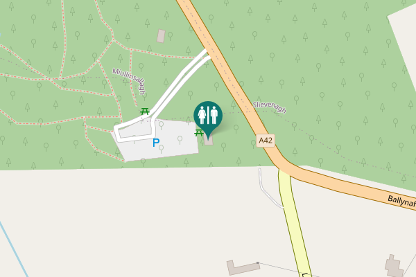 Map showing location of Ballymena Road Toilet