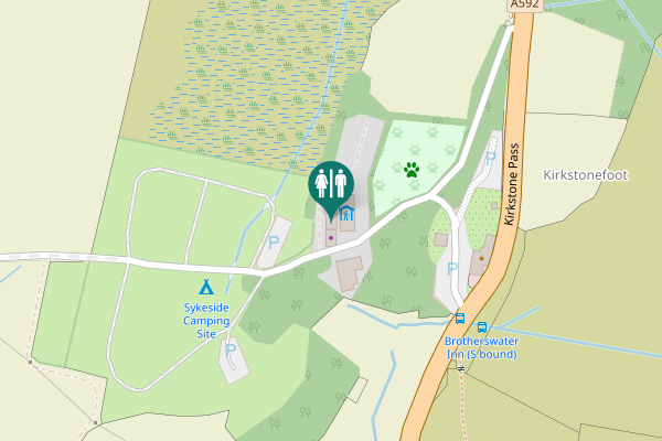 Map showing location of Kirkstone Pass Toilet